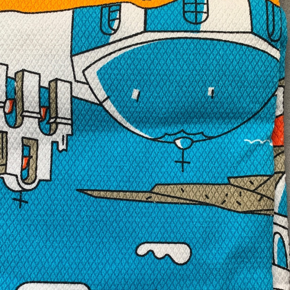 NEW- Santorini Tea Towel with Blue and Orange Design - Picture 3 of 5